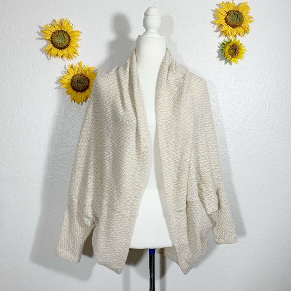 Soft Surroundings Cream White Knitted Batwing Open Cardigan Sweater Size S/M - Picture 1 of 10
